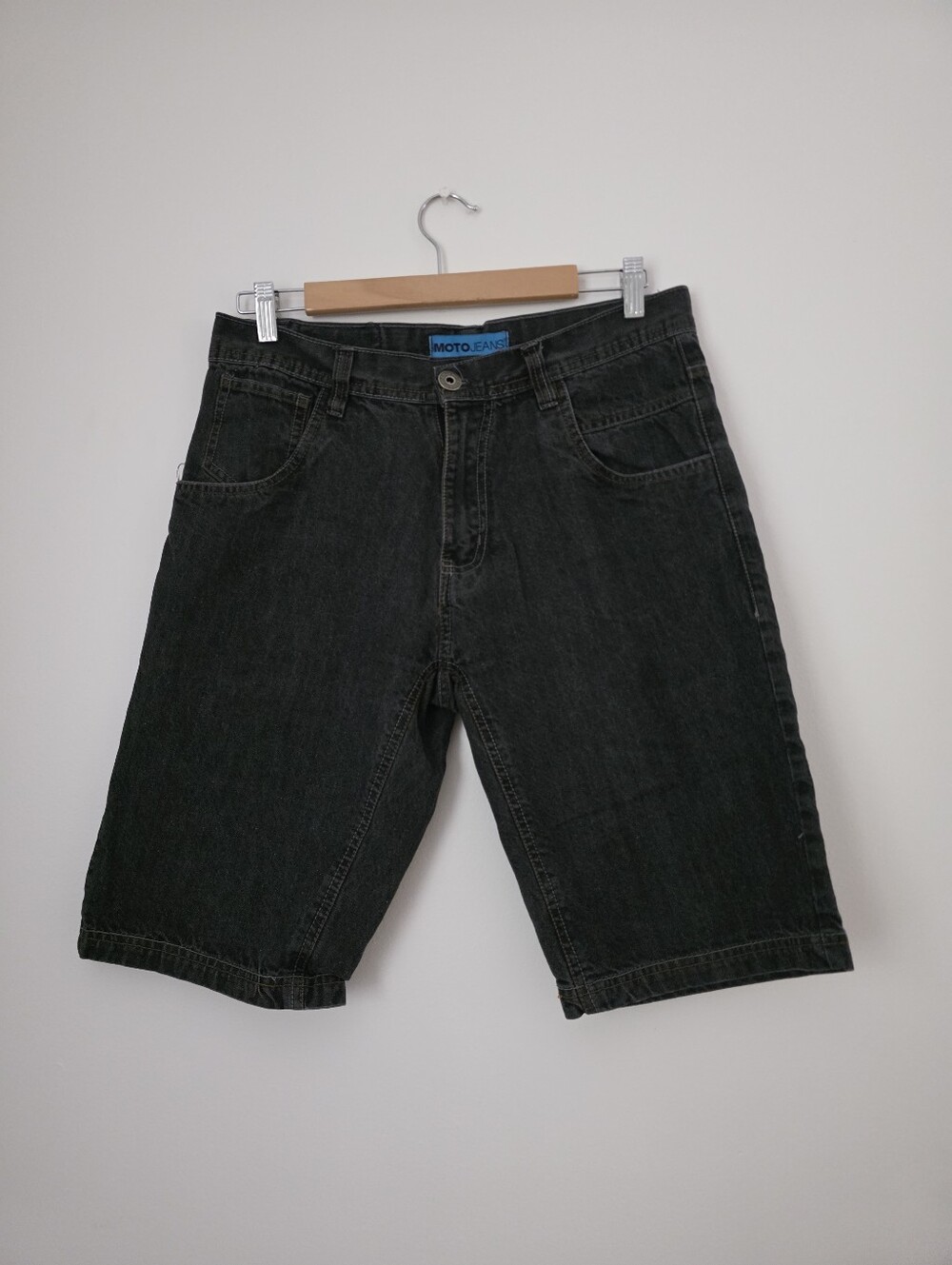 Black Denim Jean Shorts with Classic Five-Pocket Styling